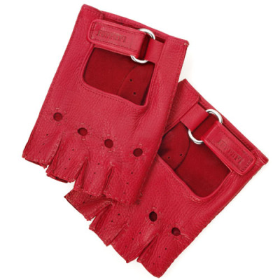 Мужские кожаные водительские перчатки Ferrari Men's leather fingerless driving gloves Red