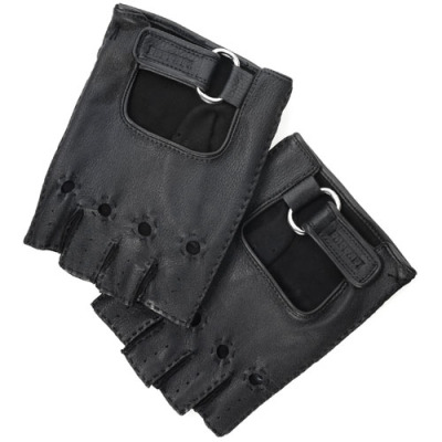 Мужские кожаные водительские перчатки Ferrari Men's leather fingerless driving gloves Black
