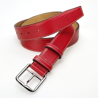 Мужской кожаный ремень Ferrari Men's Prancing Horse leather belt Red