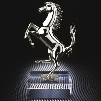 Silver sculpture of the Prancing Horse in limited edition