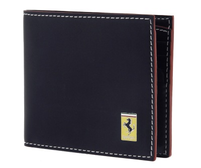 Кожаный кошелек Ferrari Leather wallet with 8 pockets Black