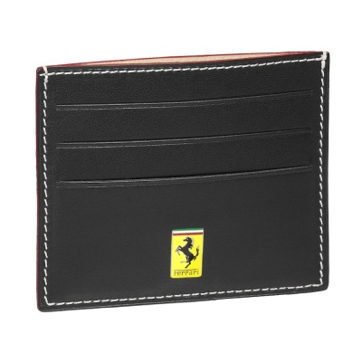 Кожаный футляр для кредиток Ferrari Leather credit card holder with 6 pockets Black