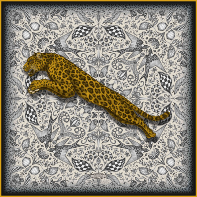 Женский шелковый шарф Jaguar Silk Scarf Nude Gold