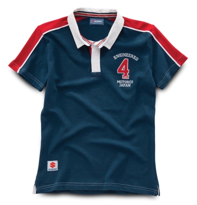 Женская рубашка поло Suzuki Women’s Engineered 4 Life Rugby Shirt red, white and blue