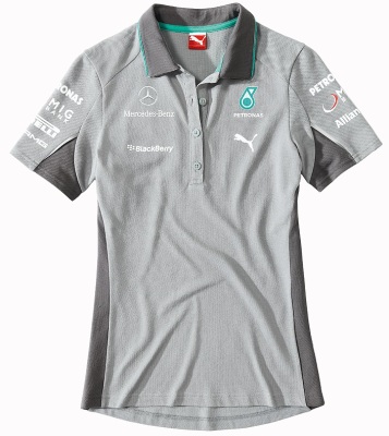 Женская рубашка-поло Mercedes Poloshirt Damen Team Silver
