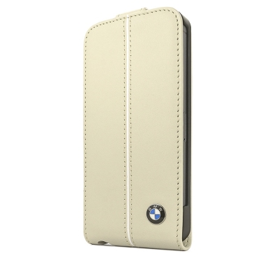 Кожаный чехол BMW iPhone 5/5S Signature Flip Cream