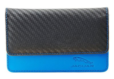 Кожаная визитница Jaguar Leather Business Card Case, Black-Blue