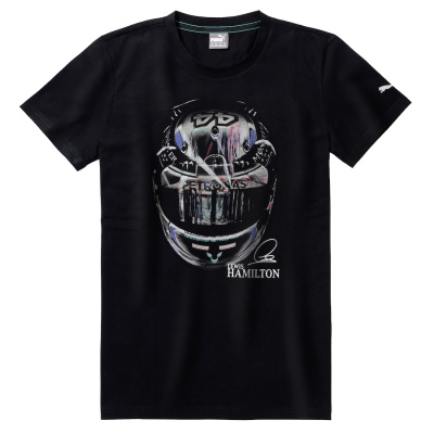 Мужская футболка Mercedes Men's T-Shirt, MAMGP Graphic, Lewis Hamilton Helmet, Black