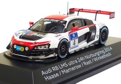 Модель автомобиля Audi R8 LMS ultra Nr.4 1:43 24h Nürburgring 2014 Haase Mamerow Rast Winkelhock