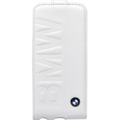 Кожаный чехол BMW для iPhone 5C Logo Signature Flip White