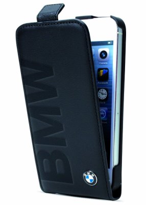 Кожаный чехол BMW для iPhone 5/5S Logo Signature Flip Black