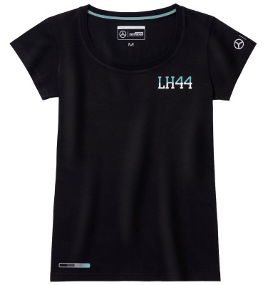 Женская футболка Mercedes F1 Women's T-shirt, Lewis Hamilton No. 44, Black
