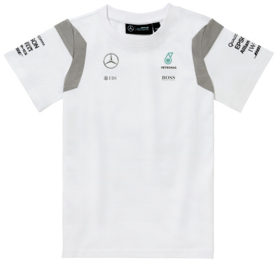 Детская футболка Mercedes Children's T-shirt, F1 Driver, White