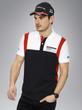 Мужская рубашка поло Porsche Men’s polo shirt – Motorsport Collection, Black-White-Red, артикул WAP79800S0F