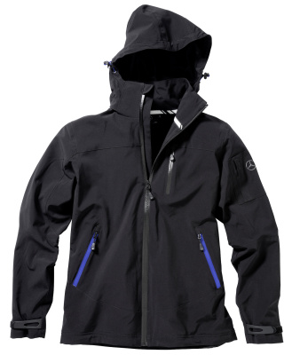 Мужская флисовая куртка Mercedes Men's Softshell Jacket, Black-Blue Details