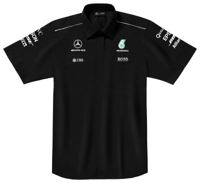 Мужская рубашка с коротким рукавом Mercedes F1 Men's Shirt, Team 2017, Black