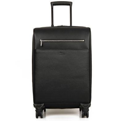 Кожаный чемодан Jaguar Carry On 4-Wheel Cabin Case, Black
