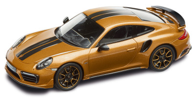 Модель автомобиля Porsche 911 Turbo S Exclusive Series – Limited Edition, Scale 1:43, Golden Yellow Metallic