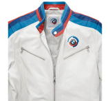 Мужская кожаная куртка BMW Motorsport Heritage Leather Jacket, Men, White, артикул 80142445932
