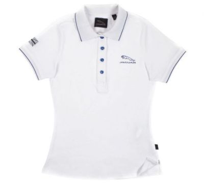 Женская рубашка-поло Jaguar Women's Leaper Logo Polo Shirt, White/Blue