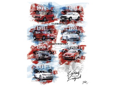 Памятный юбилейный плакат Volkswagen GTI Art Reproduction, Generation I-VII