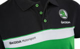 Мужская рубашка-поло Skoda Men's Motorsport Polo Shirt, Black/White/Green, артикул 000084230BCFBD