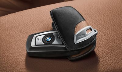 Кожаный футляр для ключа BMW Leather Key Case Luxury Line Brown Black