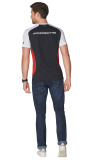 Мужская футболка Porsche Men’s T-shirt, Motorsport, Black/White/Red, артикул WAP80500S0J