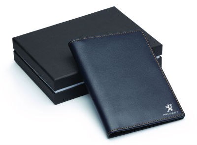 Кожаная обложка для документов Peugeot Leather Document Wallet, Dark Blue/Grey