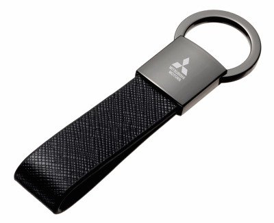 Кожаный брелок Mitsubishi Logo Keychain, Metall/Leather, Black/Silver