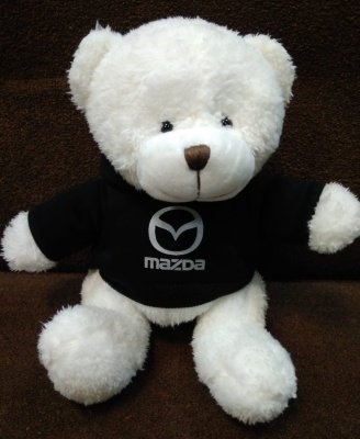 Плюшевый мишка Mazda Plush Toy Teddy Bear, White/Black