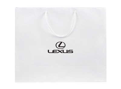 Бумажный подарочный пакет Lexus, белый, размер L: 42 х 34,5 х 15 см.
