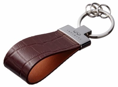 Кожаный брелок Infiniti Premium Leather Keychain, Metall/Leather, Brown