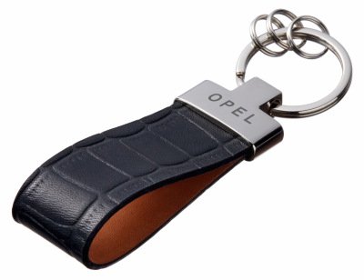 Кожаный брелок Opel Premium Leather Keychain, Metall/Leather, Black/Cognac