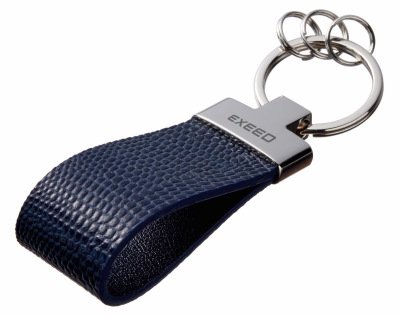 Кожаный брелок Exeed Premium Leather Keychain, Metall/Leather, Blue/Blue