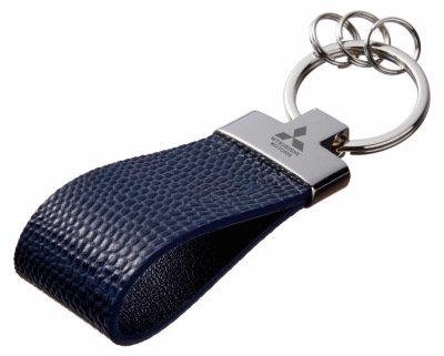 Кожаный брелок Mitsubishi Premium Leather Keychain, Metall/Leather, Blue/Blue