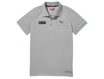 Мужская футболка поло Mercedes F1 Men's polo shirt, Rosberg 2015, Grey