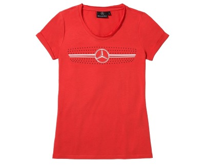 Женская футболка Mercedes Women's T-shirt, The radiator grille motif, Red