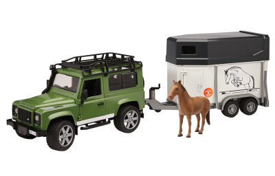 Автомобиля и трейлер для перевозки лошадей Land Rover Defender Model With Horse Trailer, Green