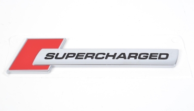 Металлический шильдик на кузов автомобиля Audi Metall Badge Supercharged Red