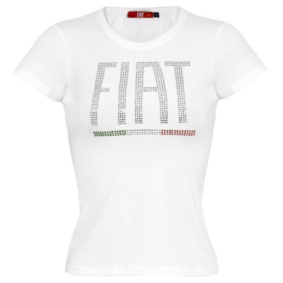 Женская футболка Fiat white women’s t-shirt with logo in strass