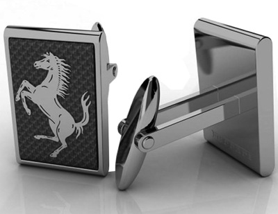 Запонки Ferrari Prancing Horse cufflinks in carbon fibre