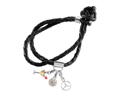 Браслет Mercedes-Benz Black Cowhide Bracelet, Swarovski