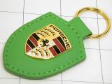 Брелок для ключей с гербом Porsche Crest Keyring, Green, Leather, артикул WAP05009416
