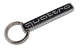 Металлический брелок с карабином Audi Key ring quattro, black/silver, артикул 3181400900