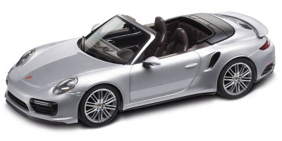 Модель автомобиля Porsche 911 Turbo Cabriolet (991 II), Scale 1:43, Rhodium Silver Metallic