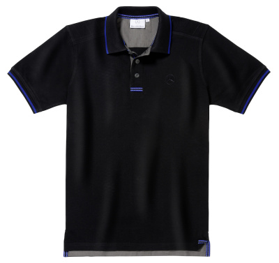 Мужская футболка поло Mercedes-Benz Men's Polo Shirt, Black / Royal Blue
