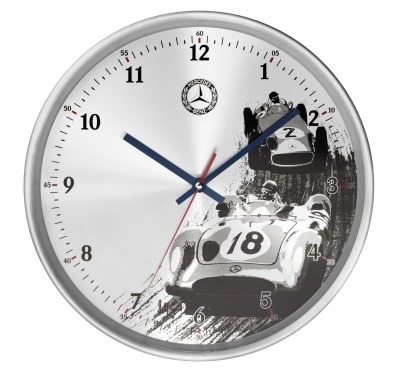 Настенные часы Mercedes-Benz Wall Clock, Classic, Silver/Blue/Red