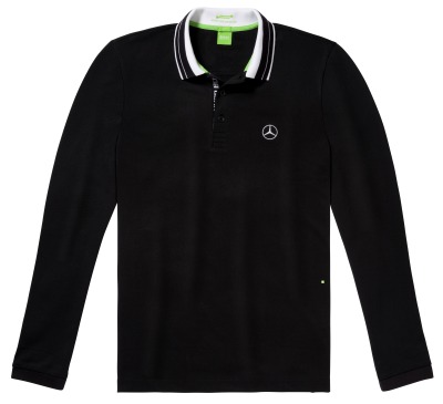 Мужская рубашка-поло Mercedes-Benz Men's Longsleeved Polo Shirt, Hugo Boss, Black/White