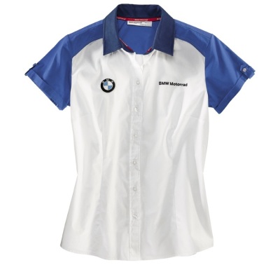 Женская рубашка с коротким рукавом BMW Motorrad Logo Short-Sleeved Shirt, Ladies, White/Blue